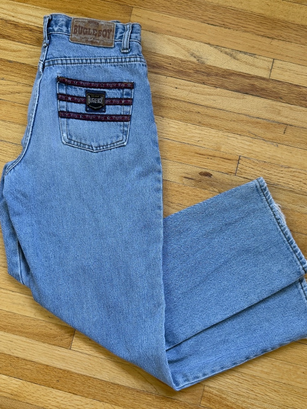 Vintage Bugle Boy High-Waisted Straight Leg Mom Jeans | 90s Light Wash Denim